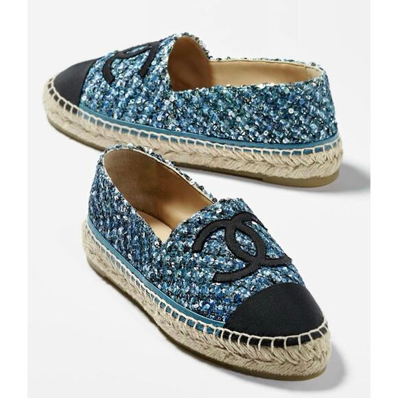 Chanel Interlocking CC Logo Tweed Espadrilles size 41 - Picture 1 of 16